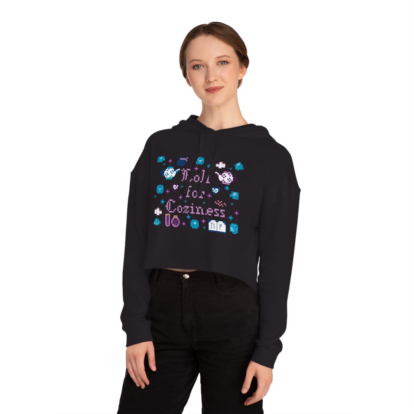 Roll for Coziness Women's Cropped Hooded Sweatshirt